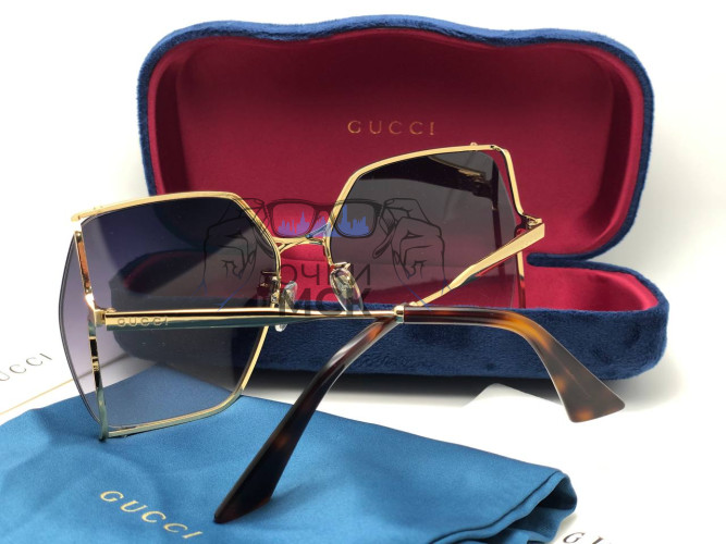 Очки Gucci GG Gold/Black Тёмный градиент солнцезащитные женские оригинал