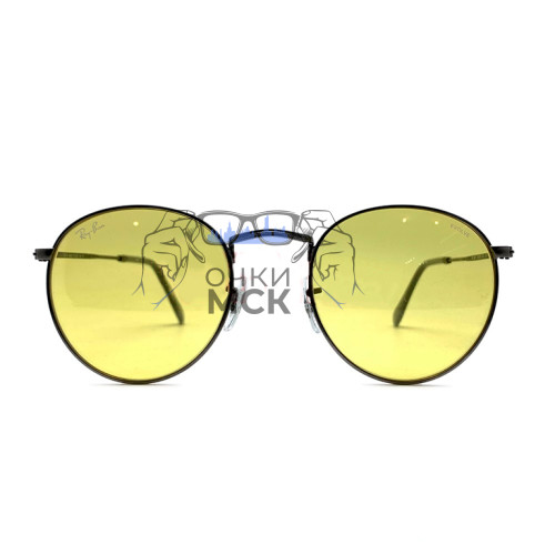 Очки Ray Ban ROUND MTAL RB 3447 Желтые солнцезащитные унисекс женские мужские оригинал