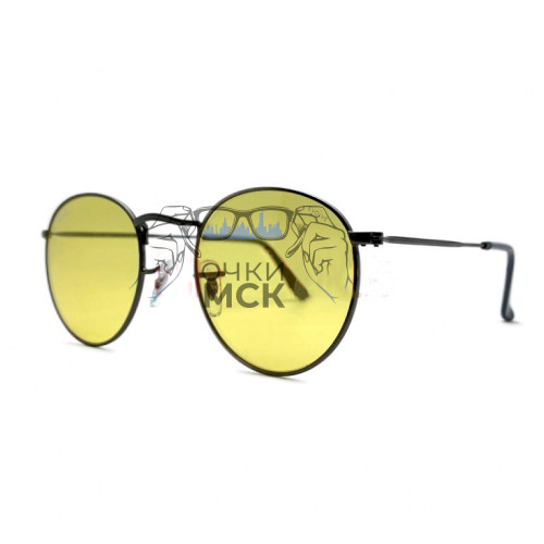 Очки Ray Ban ROUND MTAL RB 3447 Желтые солнцезащитные унисекс женские мужские оригинал
