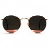 Очки Ray Ban Round Metal RB3447N Персиковые зеркальные солнцезащитные унисекс женские мужские оригинал
