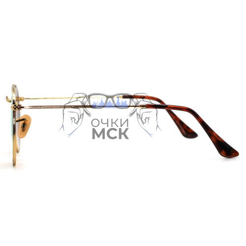 Очки Ray Ban Round Metal RB3447N Персиковые зеркальные солнцезащитные унисекс женские мужские оригинал