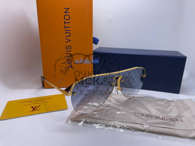 Очки Louis Vuitton Logo Gold/Grey солнцезащитные унисекс женские мужские оригинал