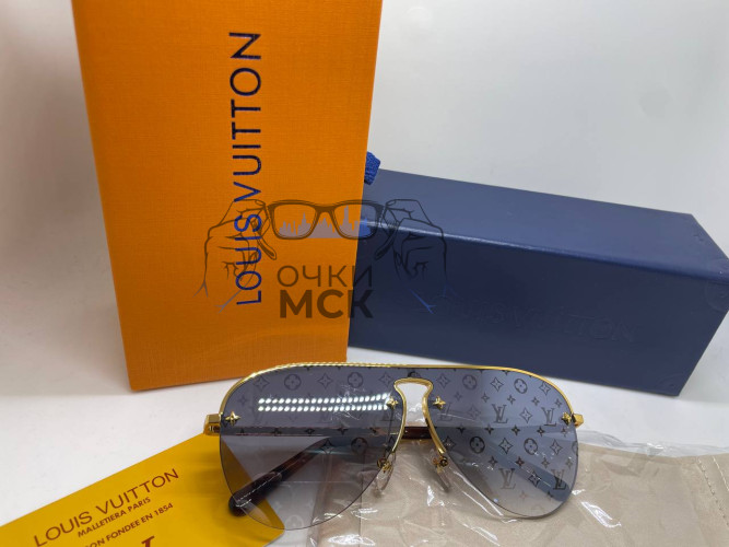 Очки Louis Vuitton Logo Gold/Grey солнцезащитные унисекс женские мужские оригинал