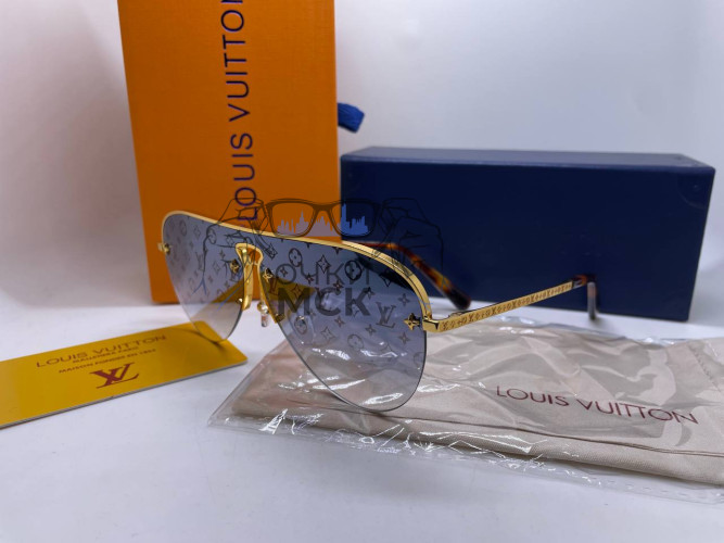 Очки Louis Vuitton Logo Gold/Grey солнцезащитные унисекс женские мужские оригинал