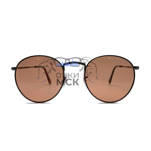 Очки Ray Ban ROUND MTAL RB 3447 Коричневые солнцезащитные унисекс женские мужские оригинал