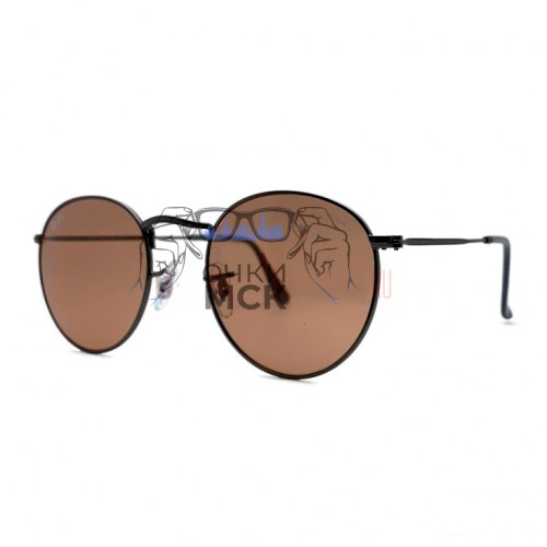 Очки Ray Ban ROUND MTAL RB 3447 Коричневые солнцезащитные унисекс женские мужские оригинал