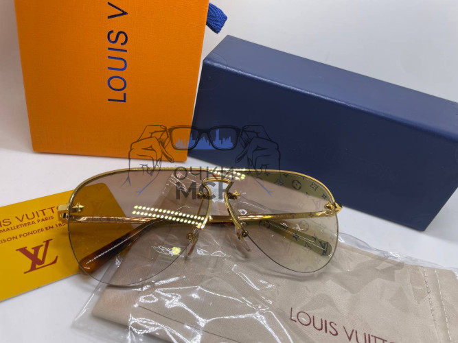 Очки Louis Vuitton Logo Gold/Brown солнцезащитные унисекс женские мужские оригинал