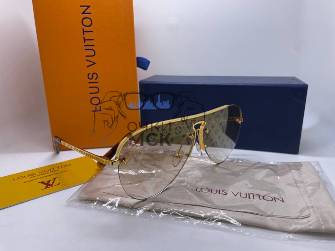 Очки Louis Vuitton Logo Gold/Brown солнцезащитные унисекс женские мужские оригинал