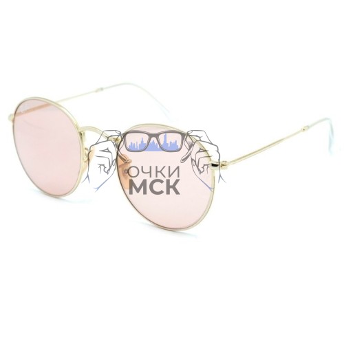 Очки Ray Ban Round Metal RB3447 Розовые солнцезащитные унисекс женские мужские оригинал