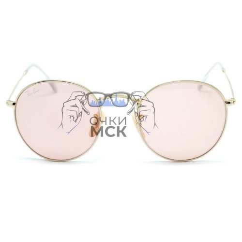 Очки Ray Ban Round Metal RB3447 Розовые солнцезащитные унисекс женские мужские оригинал