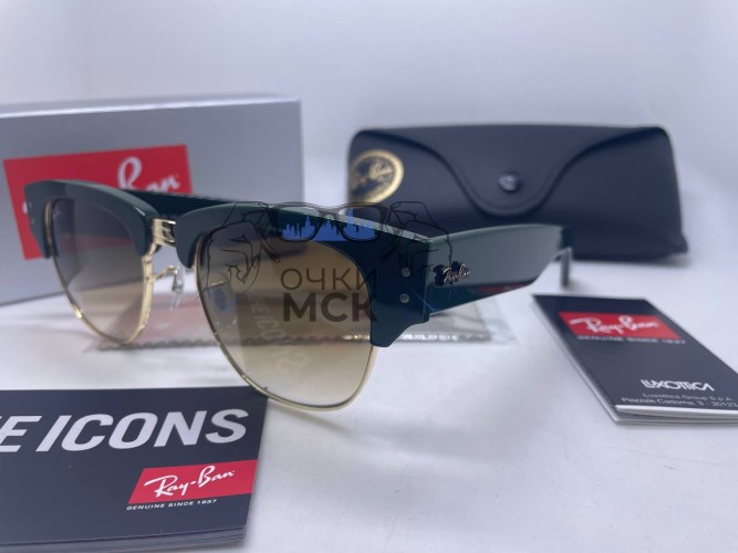 Очки Ray Ban Clubmaster Black/Brown солнцезащитные унисекс женские мужские оригинал