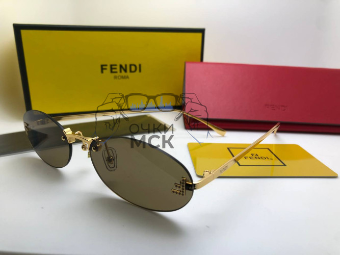 Очки Fendi 4-11 Gold/Dark Grey солнцезащитные унисекс женские мужские оригинал