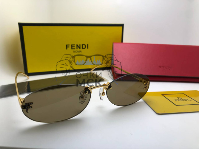 Очки Fendi 4-11 Gold/Dark Grey солнцезащитные унисекс женские мужские оригинал