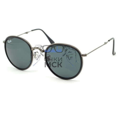 Очки Ray Ban Round Metal Folding RB3517 Тёмно-зеленые солнцезащитные унисекс женские мужские оригинал