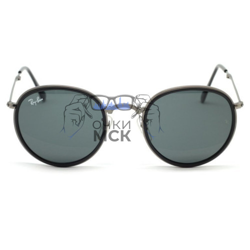Очки Ray Ban Round Metal Folding RB3517 Тёмно-зеленые солнцезащитные унисекс женские мужские оригинал