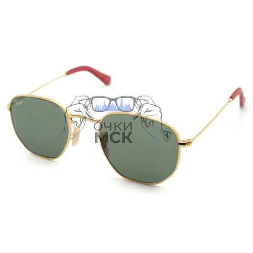 Очки Ray Ban Hexagonal Metal RB3548NM Scuderia Ferrari Collection Коричневый градиент солнцезащитные унисекс женские мужские оригинал