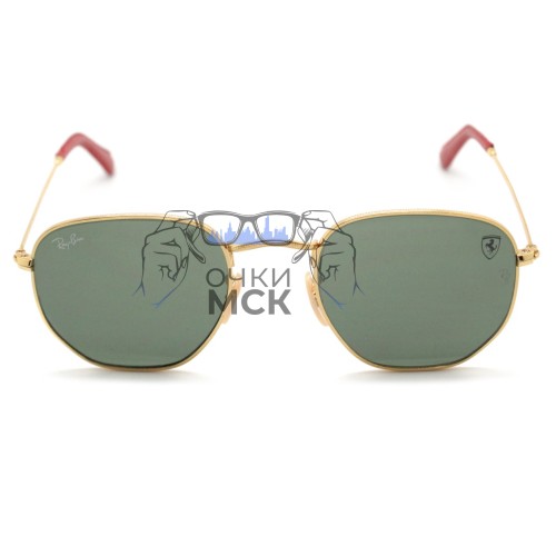 Очки Ray Ban Hexagonal Metal RB3548NM Scuderia Ferrari Collection Коричневый градиент солнцезащитные унисекс женские мужские оригинал
