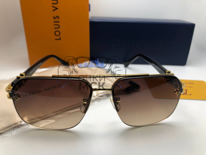Очки Louis Vuitton Z1217 Gold/Brown солнцезащитные унисекс женские мужские оригинал