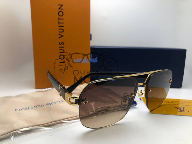 Очки Louis Vuitton Z1217 Gold/Brown солнцезащитные унисекс женские мужские оригинал