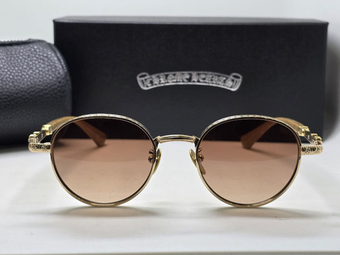 Очки Chrome Hearts Hebe Gold/Brown солнцезащитные унисекс женские мужские оригинал