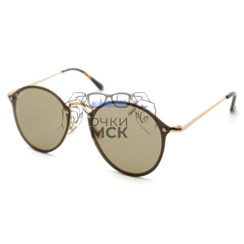 Очки Ray Ban RB3574N Blaze Round Светло-коричневые солнцезащитные унисекс женские мужские оригинал