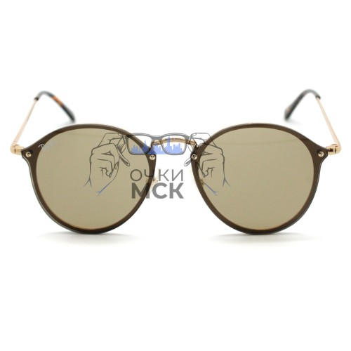 Очки Ray Ban RB3574N Blaze Round Светло-коричневые солнцезащитные унисекс женские мужские оригинал