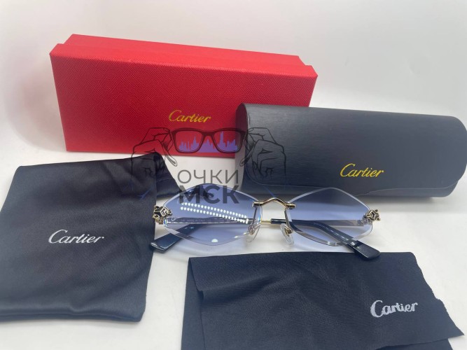 Очки Cartier Hexa Gold/Blue солнцезащитные женские оригинал