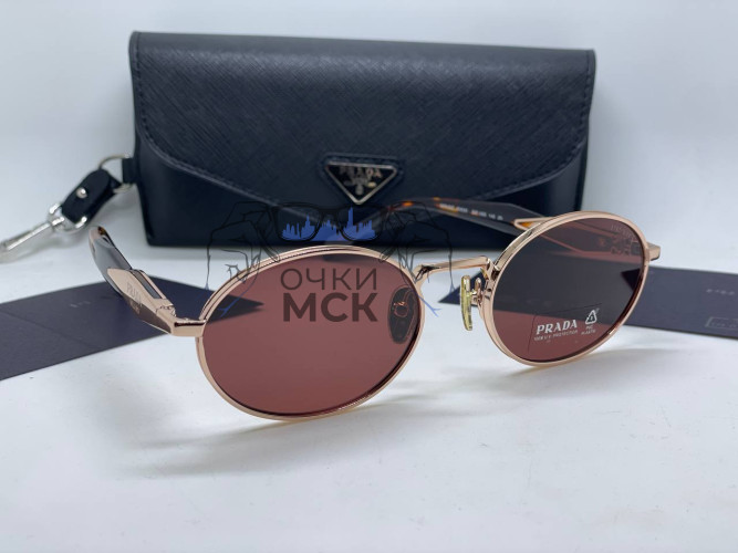 Очки Prada Brown Gold солнцезащитные унисекс женские мужские оригинал