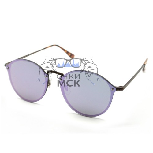Очки Ray Ban RB3574N Blaze Round Светло-серые солнцезащитные унисекс женские мужские оригинал