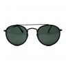 Очки Ray Ban Round Double Bridge RB3647-N Серо-зёлёные зеркальные солнцезащитные унисекс женские мужские оригинал