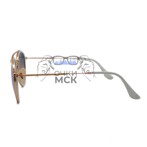Очки Ray Ban Round Double Bridge RB3647-N Серый зеркальный градиент солнцезащитные унисекс женские мужские оригинал