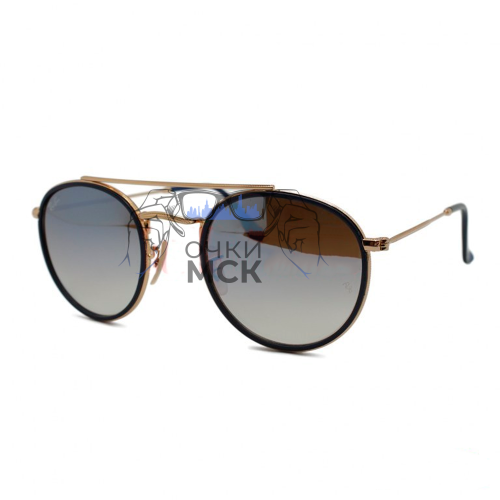 Очки Ray Ban Round Double Bridge RB3647-N Коричневый зеркальный градиент солнцезащитные унисекс женские мужские оригинал