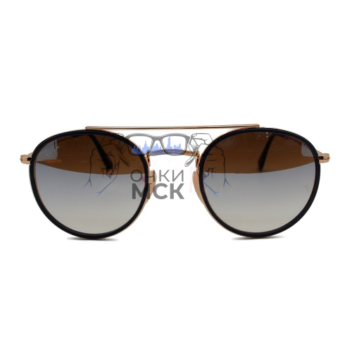 Очки Ray Ban Round Double Bridge RB3647-N Коричневый зеркальный градиент солнцезащитные унисекс женские мужские оригинал