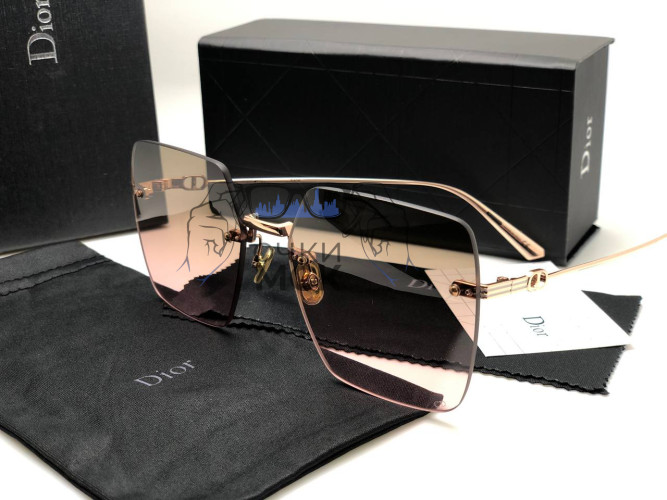 Очки Dior Rimless Gold/Brown солнцезащитные унисекс женские мужские оригинал