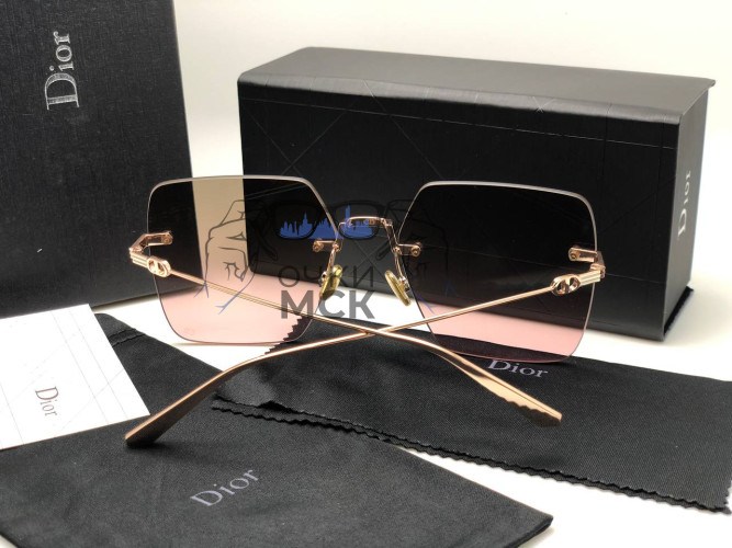 Очки Dior Rimless Gold/Brown солнцезащитные унисекс женские мужские оригинал