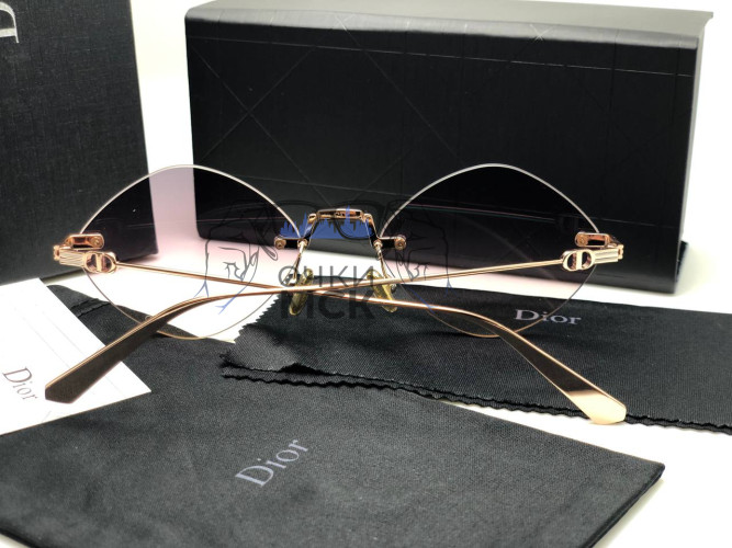 Очки Dior Rimless Mini Gold/Brown солнцезащитные унисекс женские мужские оригинал