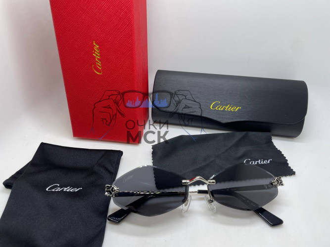 Очки Cartier Hexa Silver/Black Черный градиент солнцезащитные женские оригинал