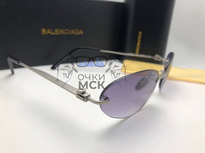 Очки Balenciaga BB9170 Silver/Dark Тёмный градиент солнцезащитные унисекс женские мужские оригинал