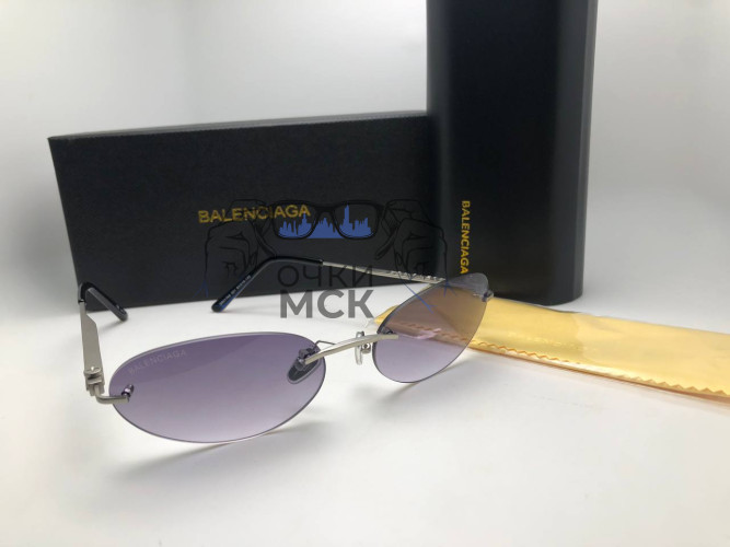 Очки Balenciaga BB9170 Silver/Dark Тёмный градиент солнцезащитные унисекс женские мужские оригинал