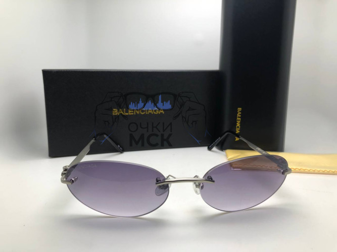 Очки Balenciaga BB9170 Silver/Dark Тёмный градиент солнцезащитные унисекс женские мужские оригинал