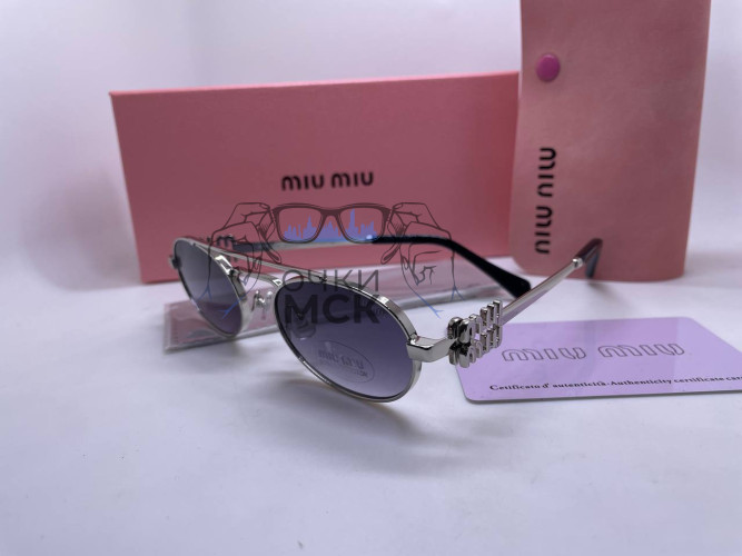 Очки Miu Miu Oval Silver/Black солнцезащитные женские оригинал
