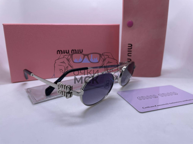 Очки Miu Miu Oval Silver/Black солнцезащитные женские оригинал