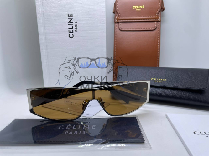 Очки Celine Silver Metall / Brown солнцезащитные унисекс женские мужские оригинал