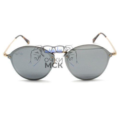 Очки Ray Ban RB3574N Blaze Round Серые зеркальные солнцезащитные унисекс женские мужские оригинал