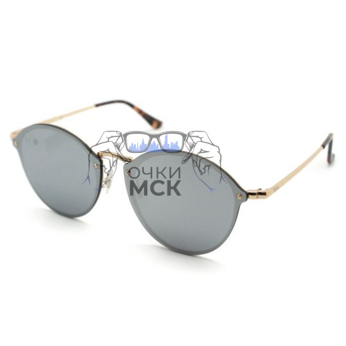 Очки Ray Ban RB3574N Blaze Round Серые зеркальные солнцезащитные унисекс женские мужские оригинал
