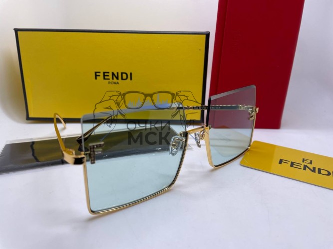 Очки Fendi Metall Gold/Turquoise солнцезащитные женские оригинал