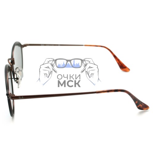 Очки Ray Ban RB3574N Blaze Round Светло-голубые зеркальные солнцезащитные унисекс женские мужские оригинал