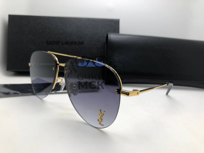 Очки Saint Laurent Aviator Grey/Gold солнцезащитные унисекс женские мужские оригинал