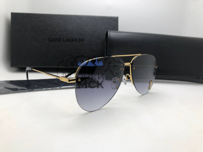 Очки Saint Laurent Aviator Grey/Gold солнцезащитные унисекс женские мужские оригинал