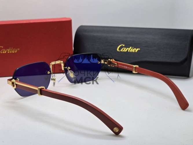 Очки Cartier СТ0362S Red Wood/Gold/Black солнцезащитные унисекс женские мужские оригинал